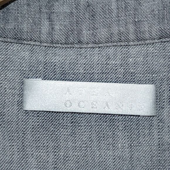 ATEA OCEANIE size 36 Chambray Button up Shirt in Gray bib front - Picture 2 of 8